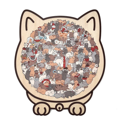 Colorful Wooden Cat Puzzle