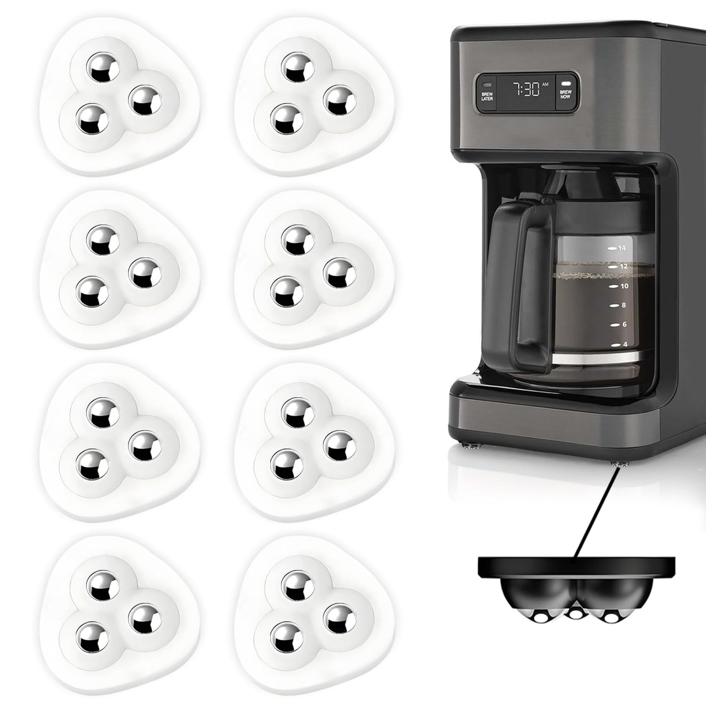 ✨ 8-Pack Self-Adhesive 360° Appliance Rollers | Easy-Move Mini Casters