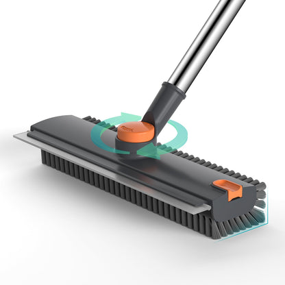 🧹 No-Bend Cleaning | 4-in-1 Adjustable Long Handle Floor Scrub Brush & Squeegee ✨