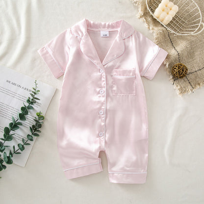 Soft Satin Baby Jumpsuit Pajamas