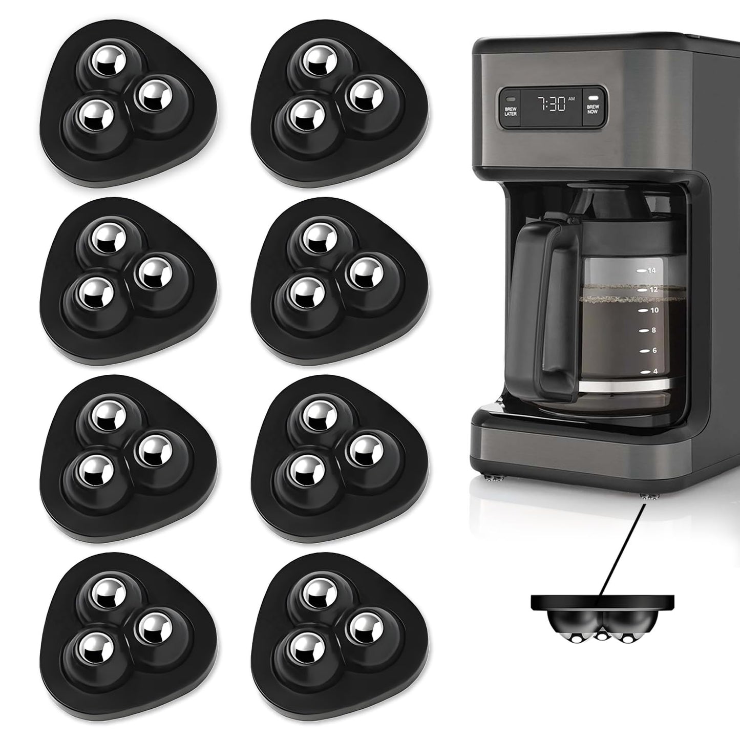 ✨ 8-Pack Self-Adhesive 360° Appliance Rollers | Easy-Move Mini Casters