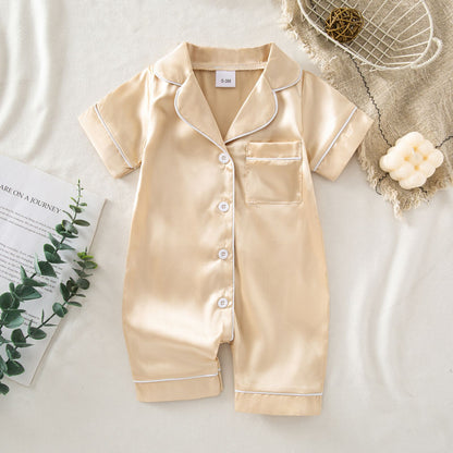 Soft Satin Baby Jumpsuit Pajamas