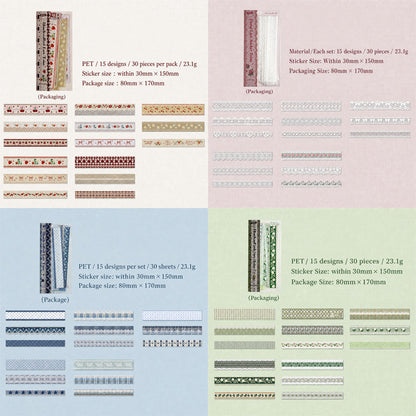 ✂️ Vintage Long-Strip Sticker Pack-Add a soft, timeless touch to your journals & gifts! 📓