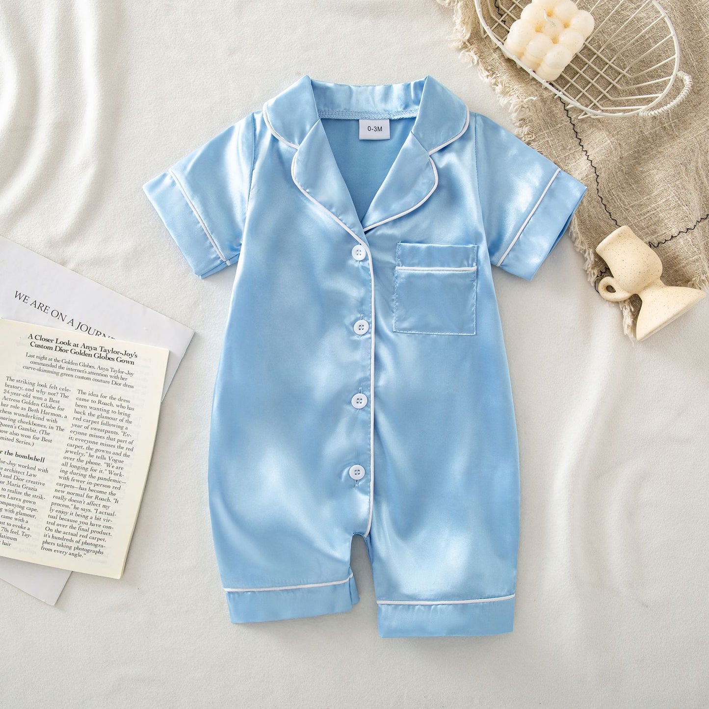 Soft Satin Baby Jumpsuit Pajamas