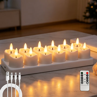 Rechargeable USB-C LED Flameless Tealight Candle with Remote Control