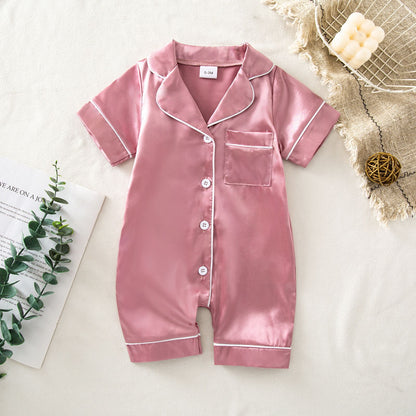 Soft Satin Baby Jumpsuit Pajamas