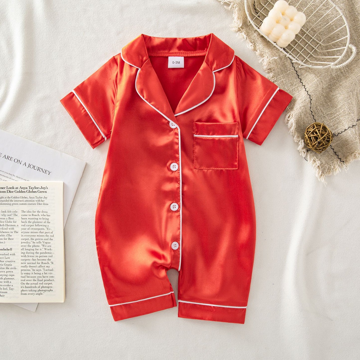 Soft Satin Baby Jumpsuit Pajamas
