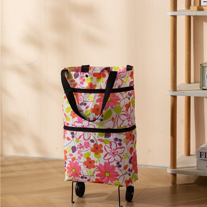 🛒2-in-1 Foldable Shopping Cart with Wheels