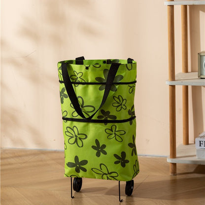 🛒2-in-1 Foldable Shopping Cart with Wheels