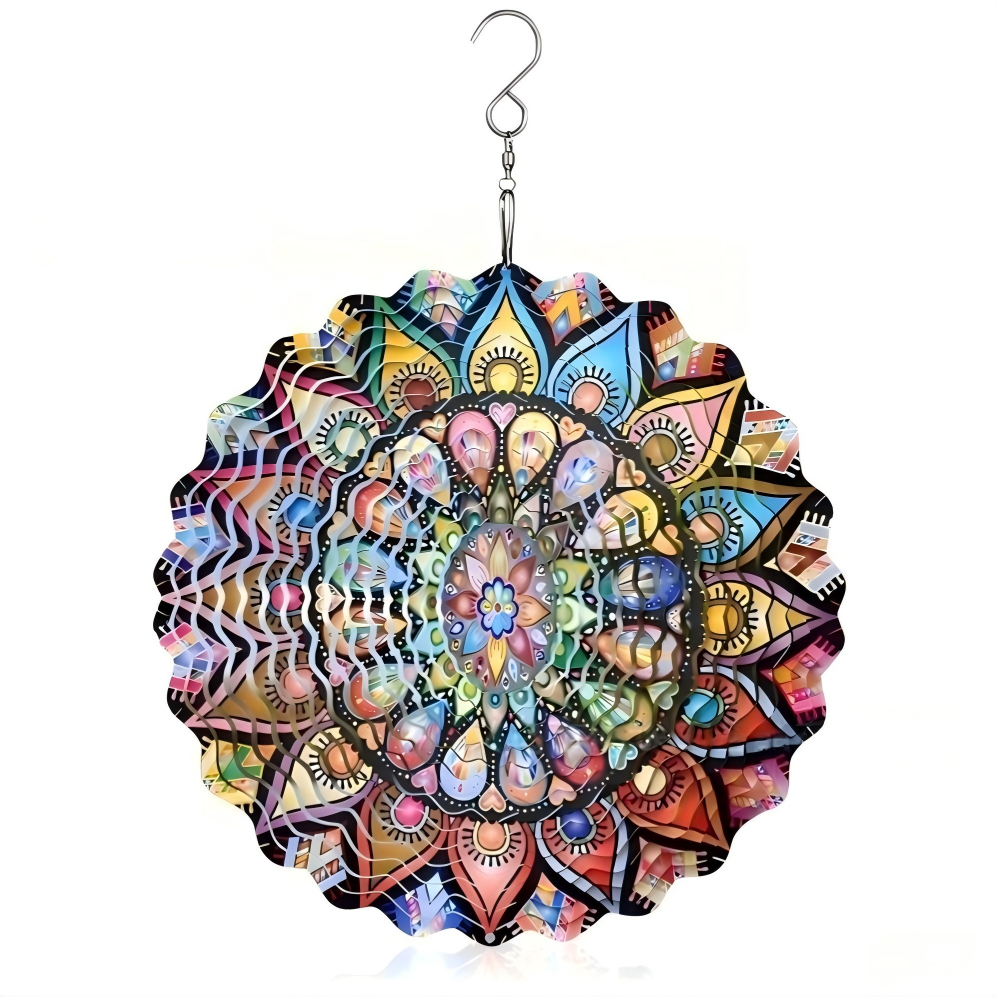 🌀 12-Inch Mandala Peacock 3D Kinetic Wind Spinner