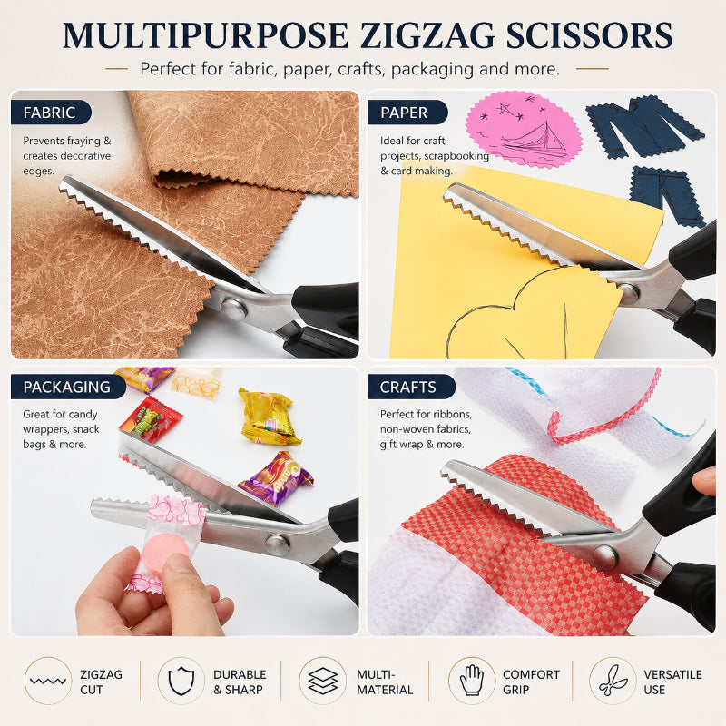 ✂️Stainless Steel Pinking Shears – 9.1" Zig Zag Fabric Scissors for Sewing, Quilting, Dressmaking And DIY Crafts