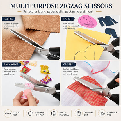 ✂️Stainless Steel Pinking Shears – 9.1" Zig Zag Fabric Scissors for Sewing, Quilting, Dressmaking And DIY Crafts