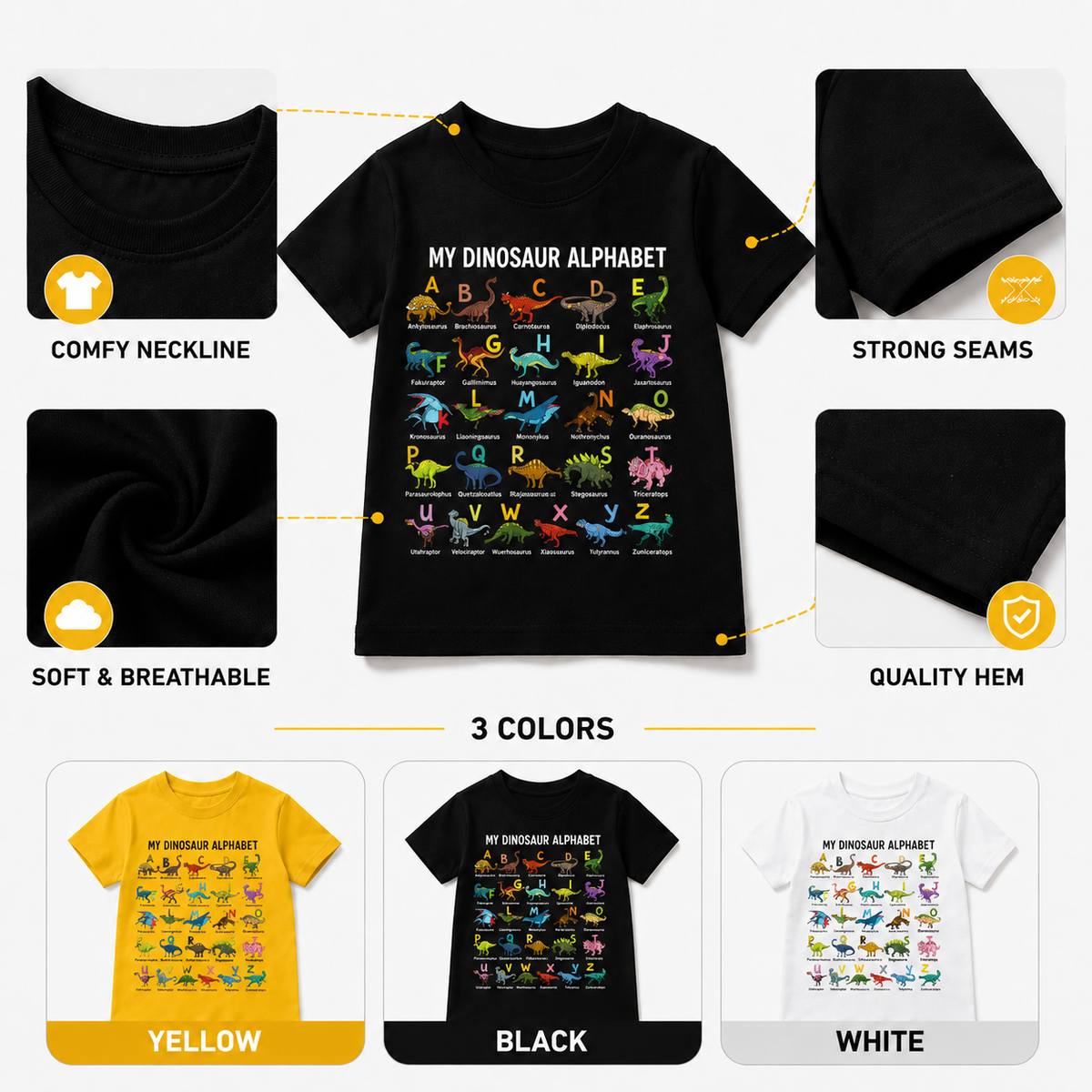 Kids Dinosaur Alphabet Tee🦖