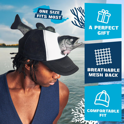 Funny 3D Bass Fish Trucker Hat – Unique Gift for Dads & Fishing Lovers