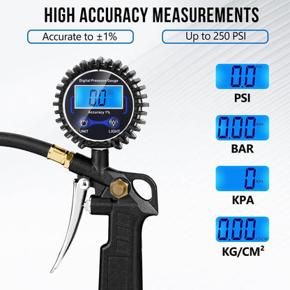 🛠️🚗 High Precision Digital Tire Inflator Pressure Gauge | 3-in-1 Inflate Deflate Check Tire Tool