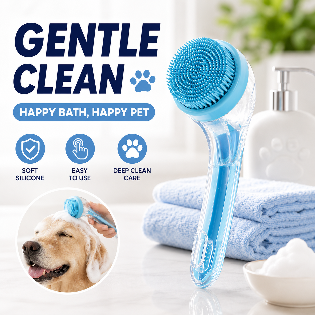 All-in-One Pet Bathing Shower Brush 🐾