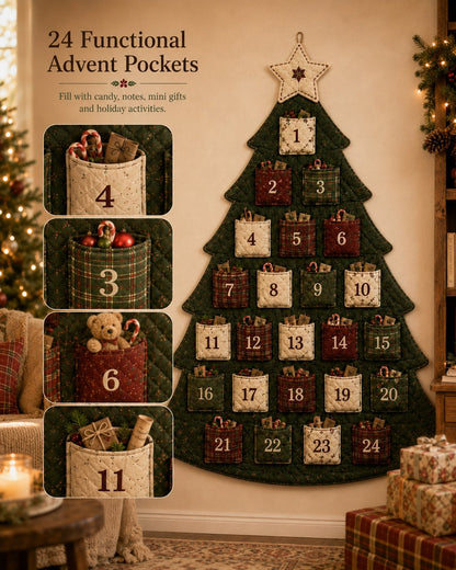 🎄✨DIY 24-Pocket Fabric Christmas Advent Tree Kit