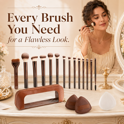 💄 14-Pcs Professional Makeup Brush Set with Pouch👑