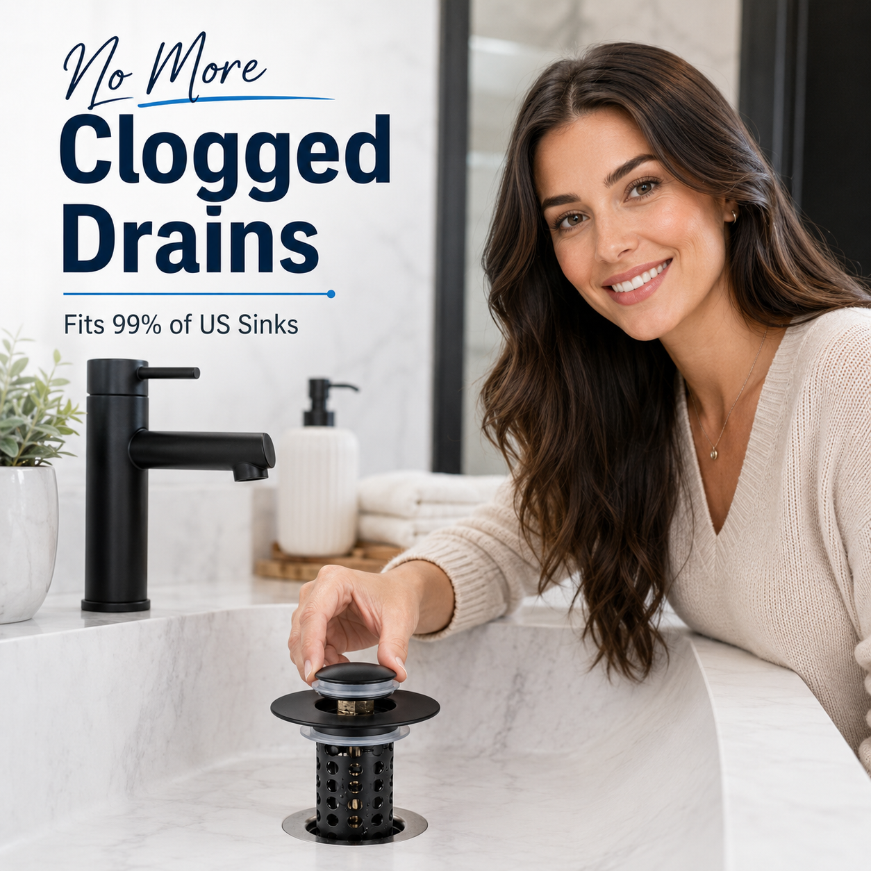 ✨ Pop-Up Bathroom Sink Drain Stopper