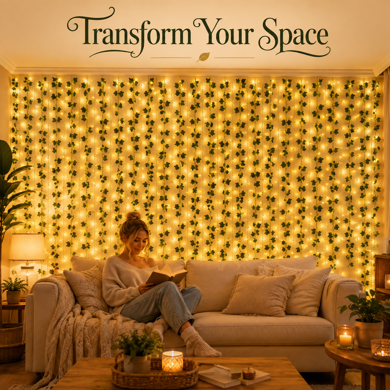 🌿 Aesthetic LED Ivy Garland Lights – Warm Ambient Room Decor ✨