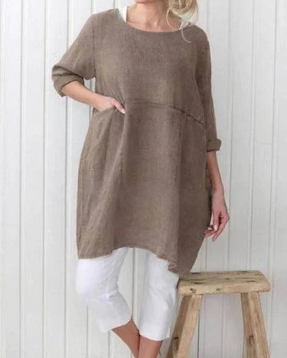 And Mid-Sleeve Plus Size Blouse Mini Dress