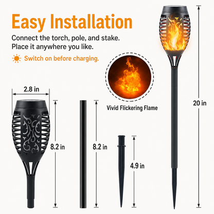 🔥 Dancing Flame Solar Torch – Waterproof Outdoor Garden Light