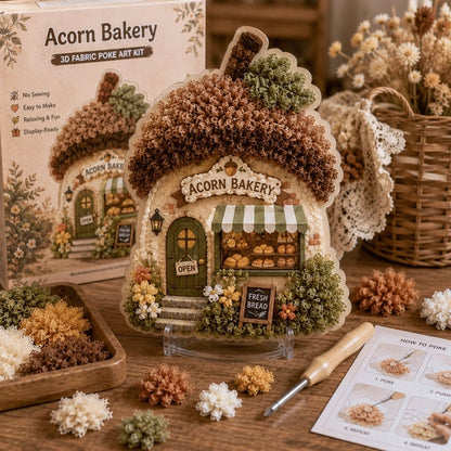✨🧘Relaxing & Beginner-Friendly-✨Whimsical Village 3D Fabric Poke Art Kit