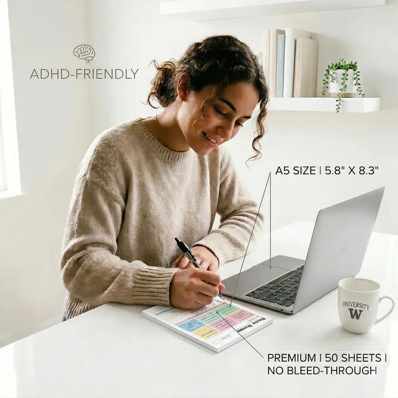 50 Tear-Off Sheets✨ADHD Brain Dump Planner Notepad