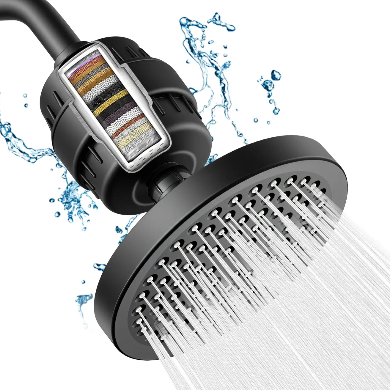 Filtered Shower Head Set 20 Stage Shower Filter - Reduces Chlorine And Heavy MetalsHigh Pressure Showerhead Filter With 6" Round, Luxury Polished Chrome