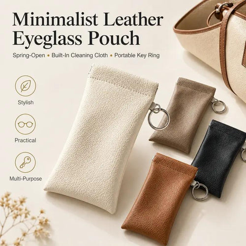 🕶️ Soft PU Leather Eyeglasses Pouch with Cleaning Cloth & Key Ring