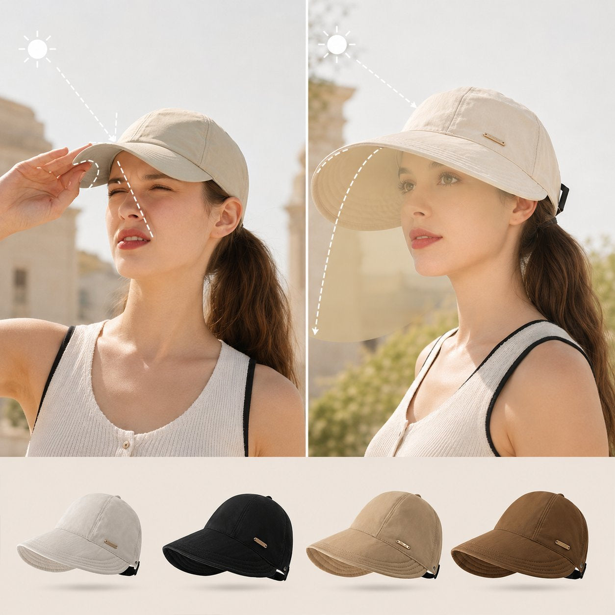 ☀️Women’s Ponytail Sun Hat – Lightweight Wide Brim Outdoor Cap for Beach, Travel & Gardening