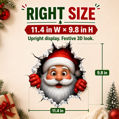 🎅 Bring Christmas Magic Home: 3D Santa Burst Wall Sticker!