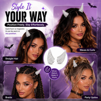 💥 LAST DAY 50% OFF - 😈✨ Cute Sparkle Magnetic Devil Horns (A Pair)