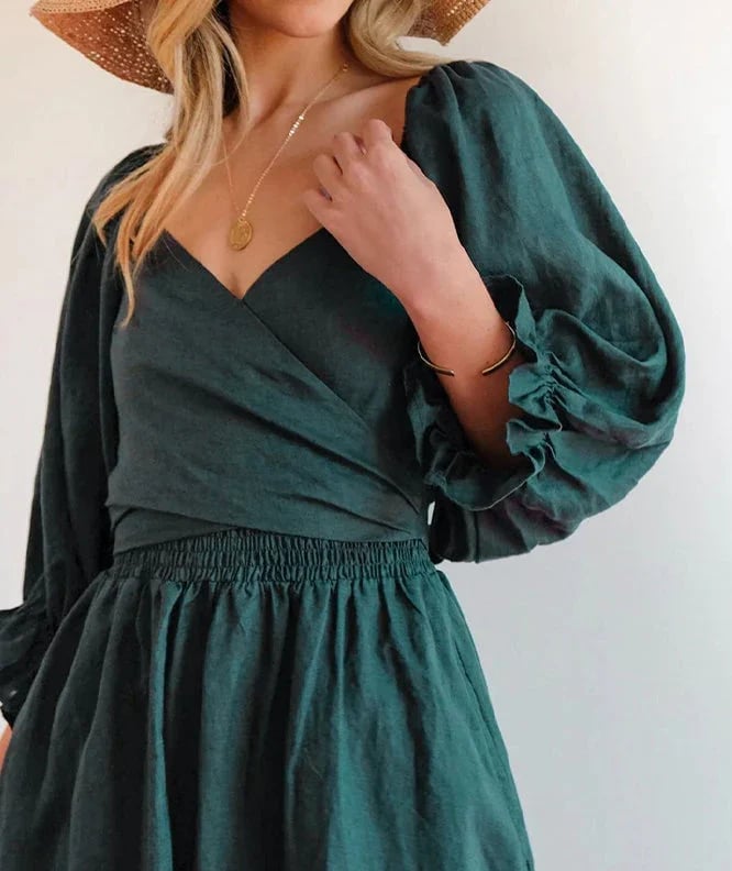 💖Early Mother's Day Sale - 48% OFF🎁French Ruffled Lantern Sleeves Multi-wear Dress