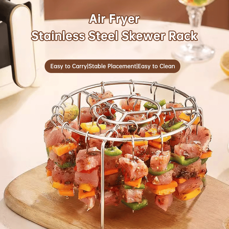 🔥Air Fryer Kebab Rack – 304 Stainless Steel Skewer Grill Stand 🍢