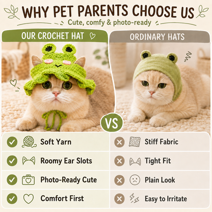 🐸 Cute Crochet Frog & Cat Bucket Hat