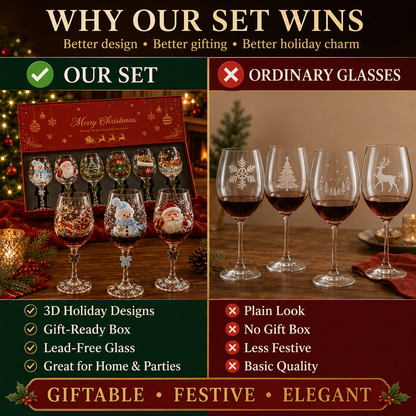 🎨 Deluxe 3D Sculpted Christmas Wine Glass — Luxury Gift Box