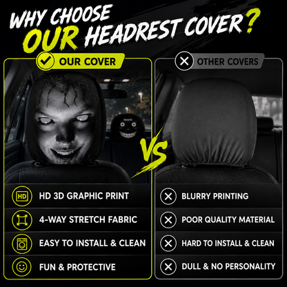Funny Face Stretch Car Headrest Cover 🎭🚗