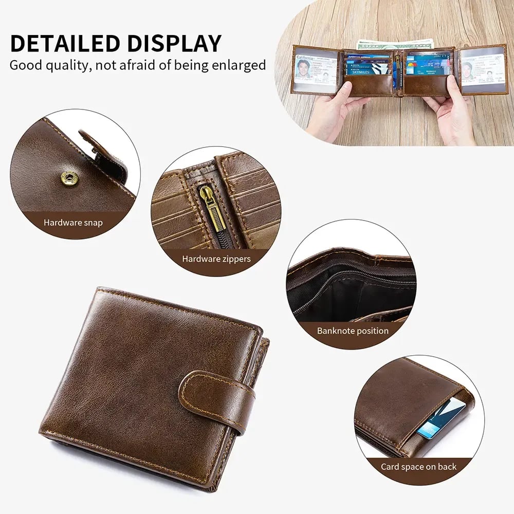 👛 Vintage Top-Grain Leather Men's Wallet