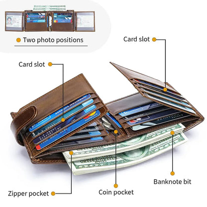 👛 Vintage Top-Grain Leather Men's Wallet