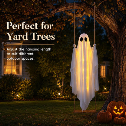 Hanging Ghost Swing with Remote Control String Lights