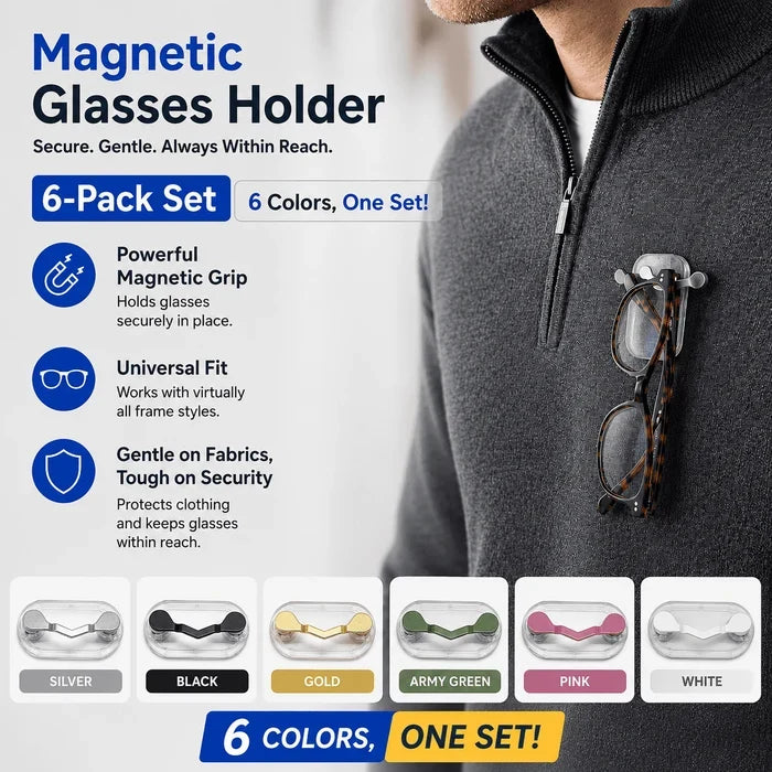 👓 Magnetic Eyeglass Holder | Universal Fit, Fabric-Safe Design