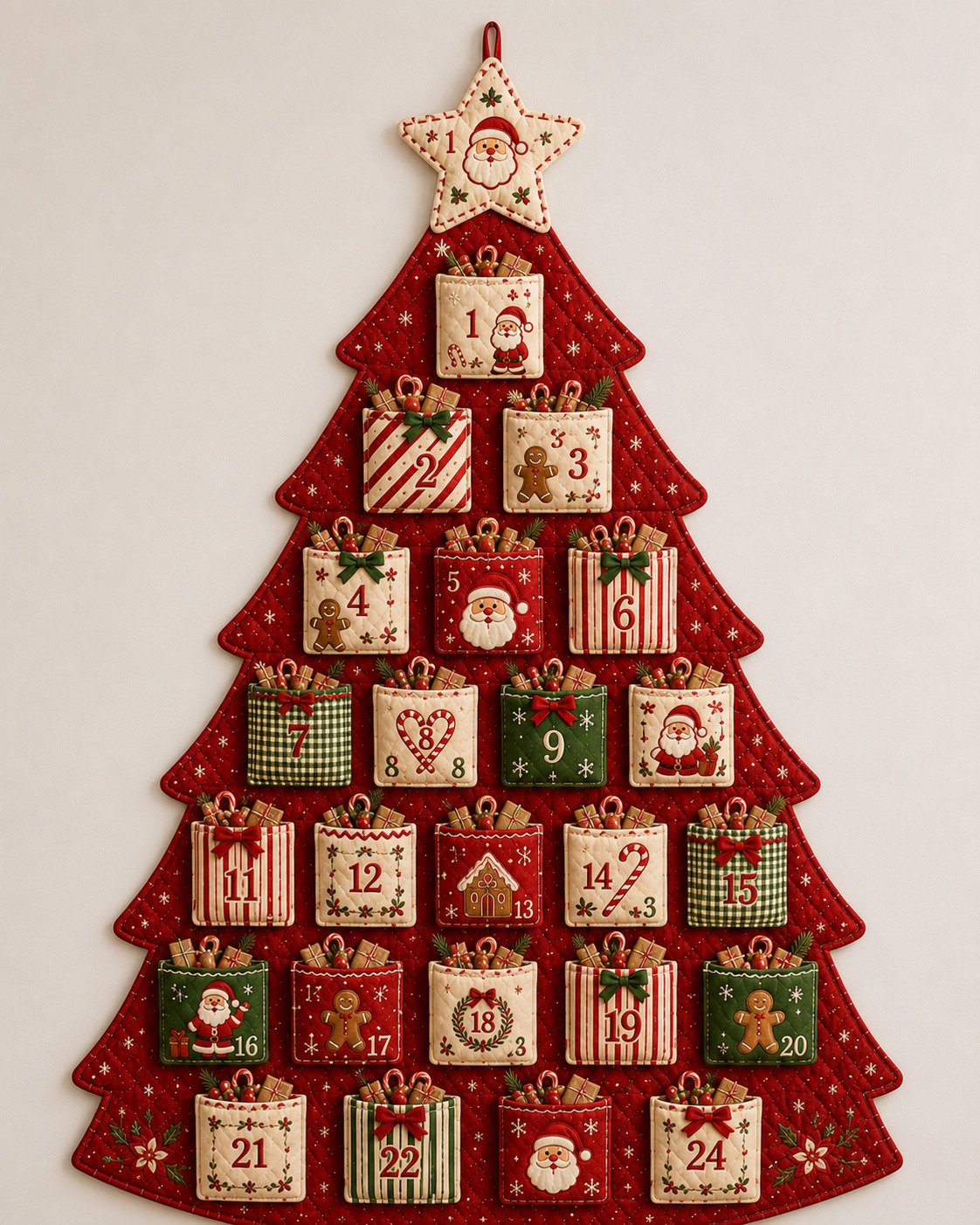 🎄✨DIY 24-Pocket Fabric Christmas Advent Tree Kit