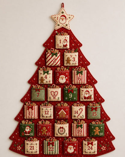 🎄✨DIY 24-Pocket Fabric Christmas Advent Tree Kit