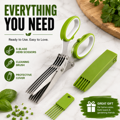 ✂️ 5-Blade Stainless Steel Herb Scissors – Fast Herb Chopper🌿