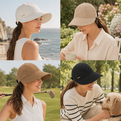 ☀️Women’s Ponytail Sun Hat – Lightweight Wide Brim Outdoor Cap for Beach, Travel & Gardening
