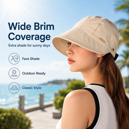 ☀️Women’s Ponytail Sun Hat – Lightweight Wide Brim Outdoor Cap for Beach, Travel & Gardening