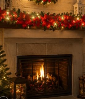 🎄Christmas Gift Decor – Poinsettia LED Garland String Lights✨