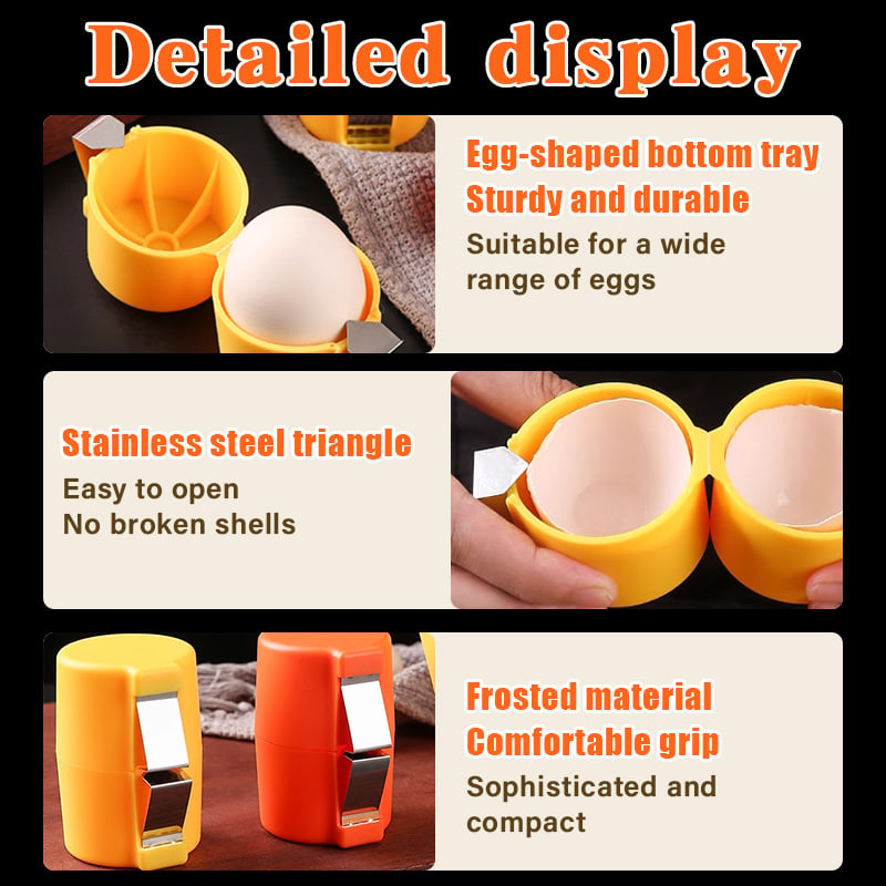 🍳Manual Egg Shell Opener - Fast Egg Shell Remover with Stainless Steel Cutter, No-Mess Kitchen Gadget