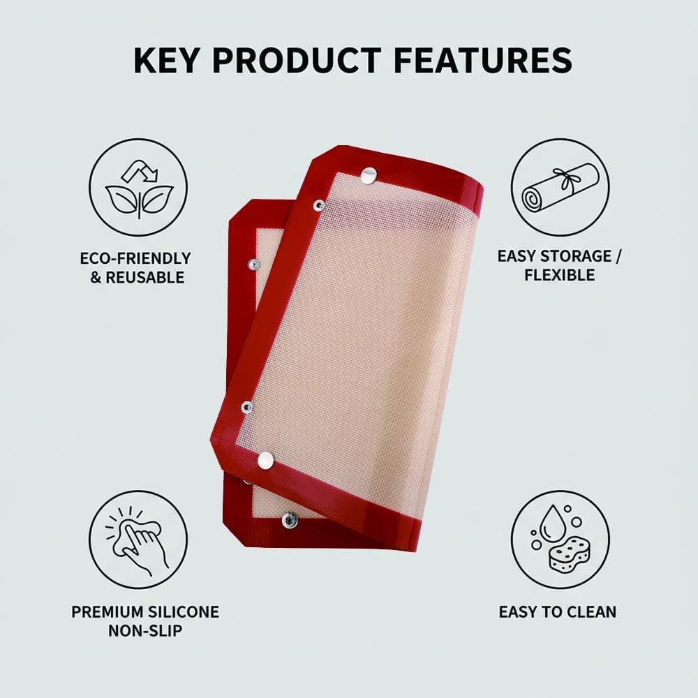 Reusable rollable silicone baking mat